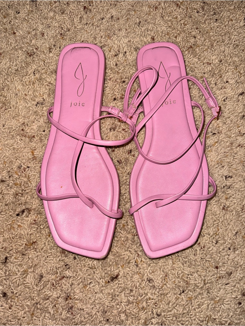 Joie Pink Strappy Square-Toe Sandals